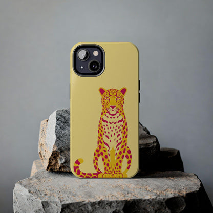 Colorful leopard print phone case with retro pop art