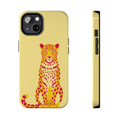 Colorful leopard print phone case with retro pop art