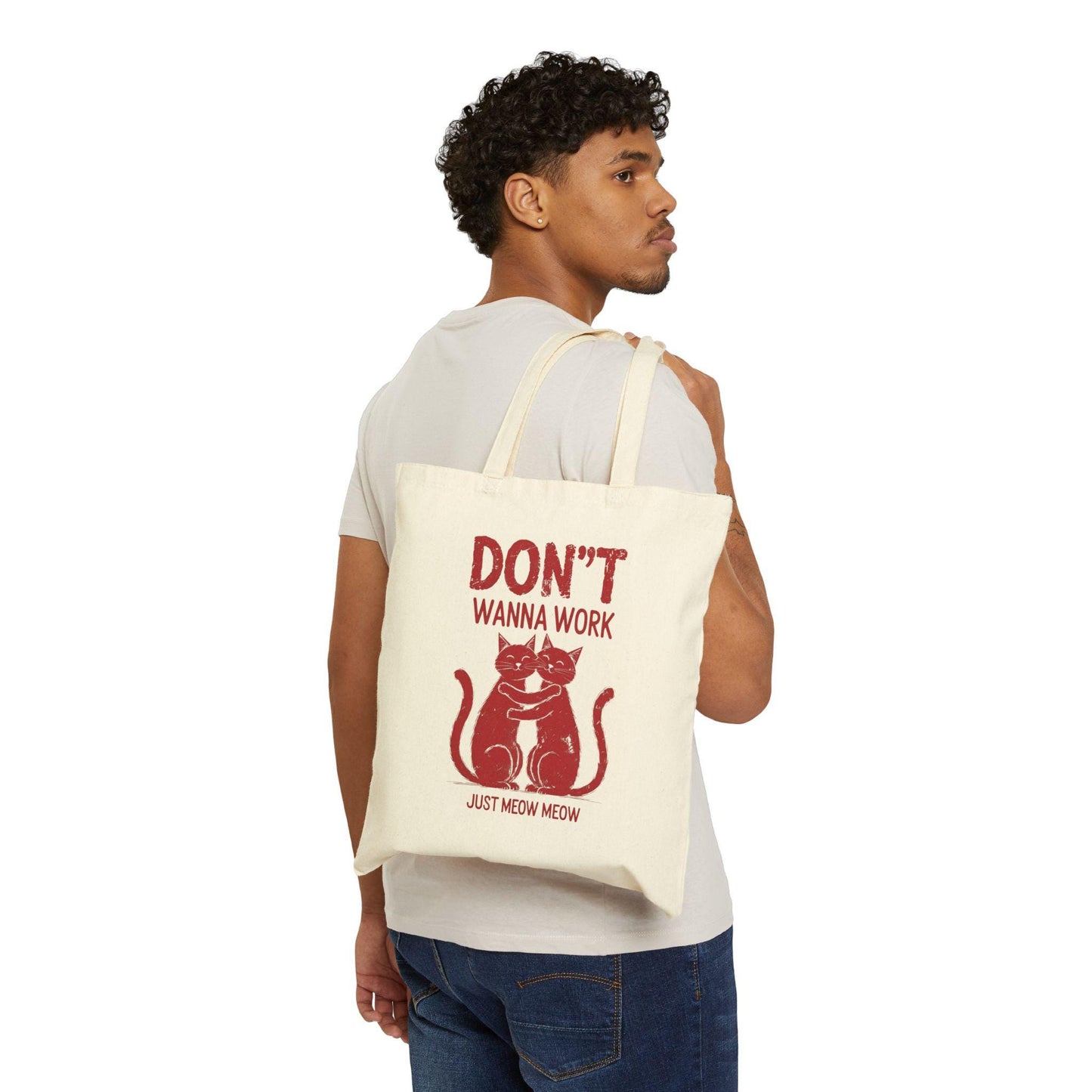 Funny cat tote bag with lazy kitty design