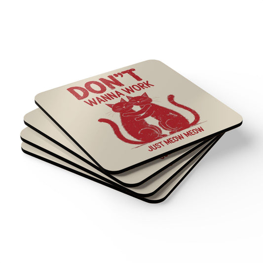 Funny Cat Cork Coaster Set
