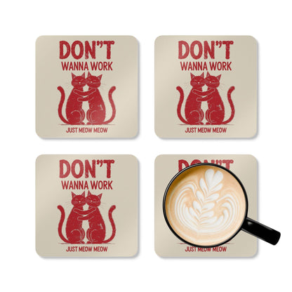 Funny Cat Cork Coaster Set
