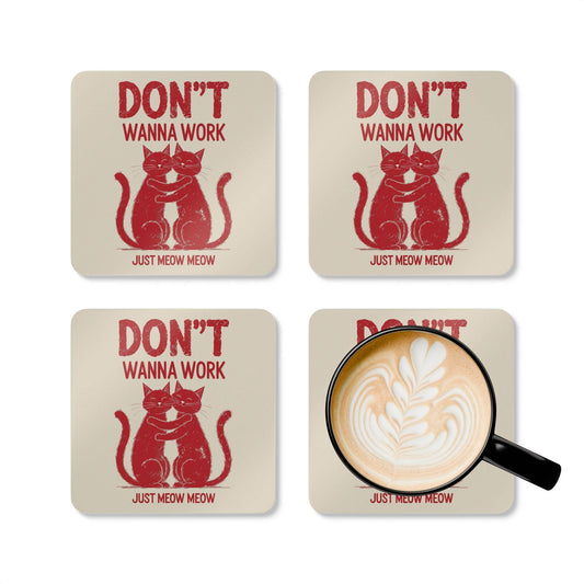 Funny Cat Cork Coaster Set
