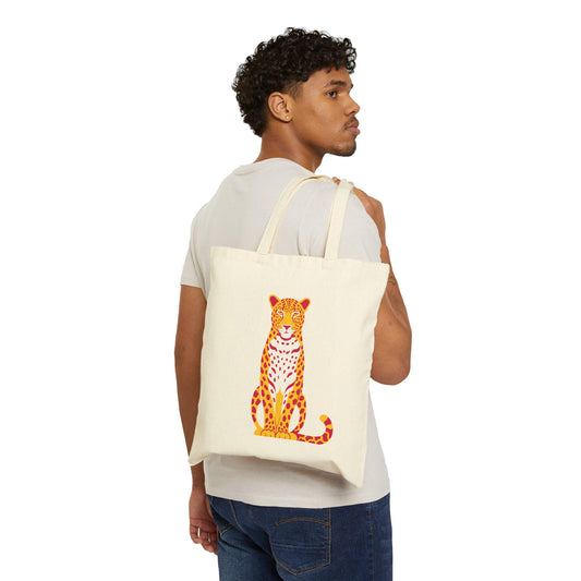 Vibrant Leopard Cotton Canvas Tote Bag