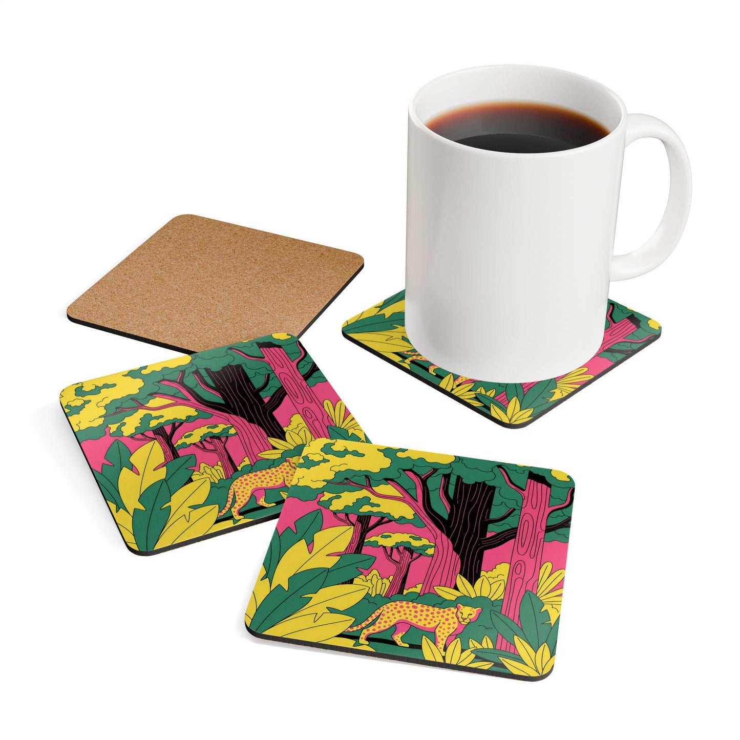 Vibrant Corkwood Coaster Set