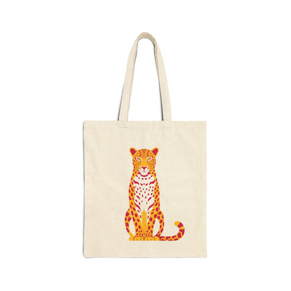 Vibrant Leopard Cotton Canvas Tote Bag