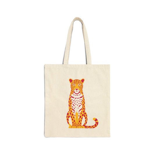 Vibrant Leopard Cotton Canvas Tote Bag