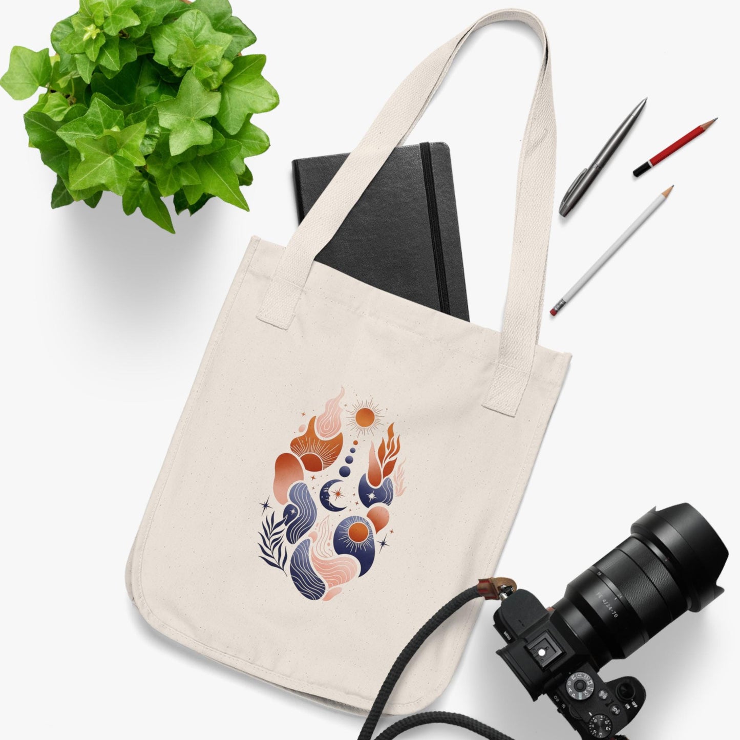 Minimal abstract cotton tote with eco vibe