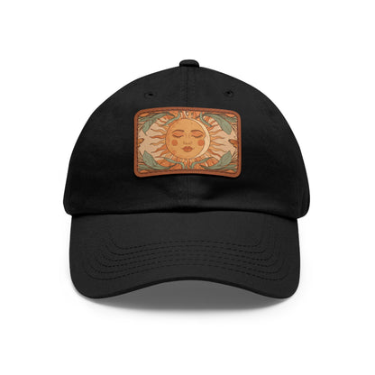 Sun patch dad hat with soft leather detail