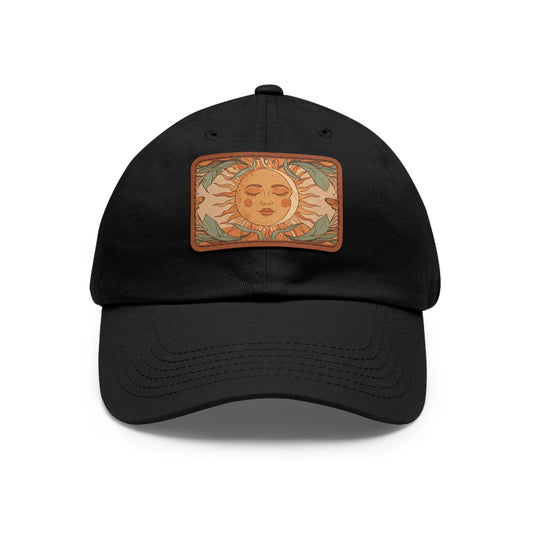 Sun patch dad hat with soft leather detail