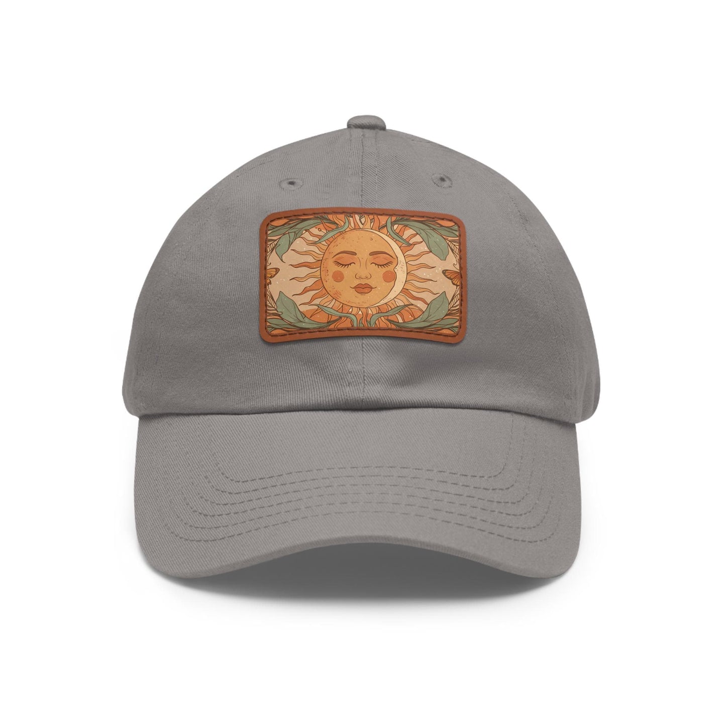 Sun patch dad hat with soft leather detail