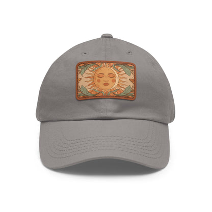 Sun patch dad hat with soft leather detail