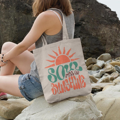 Soul of Sunshine cotton tote with boho floral art