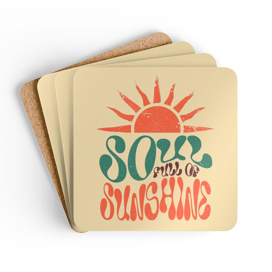 Coaster Set, Sunshine Cork Wood Coasters