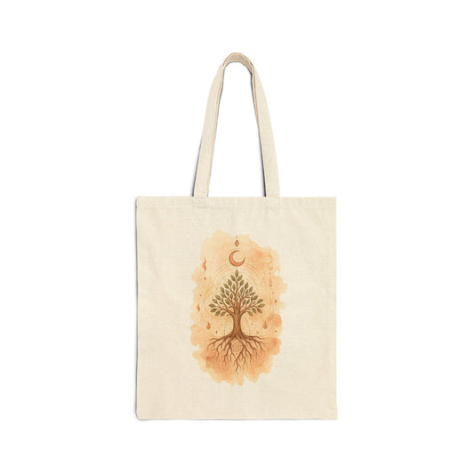 Tree of Life cotton tote with earthy design