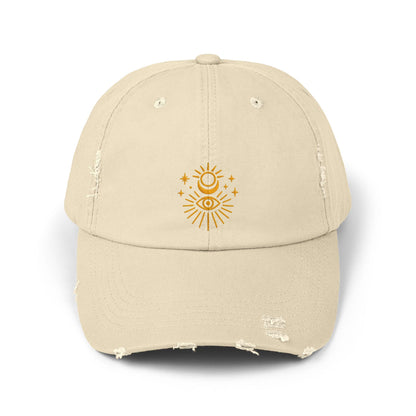 Celestial dad hat with sun and moon stitch