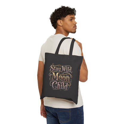 Moon child tote bag with celestial quote
