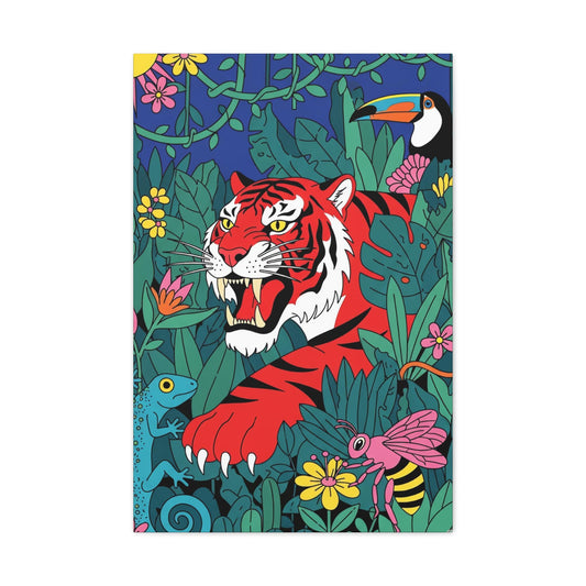 Vibrant Wall Art Canvas, Tiger Decor
