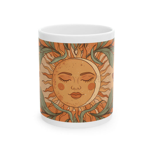 Sun-Kissed Ceramic Mug with Floral Design