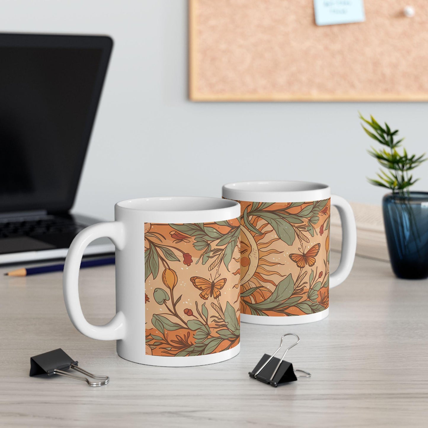 Sun-Kissed Ceramic Mug with Floral Design