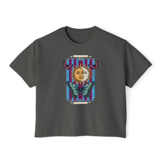 Bohemian Sun & Butterfly Women's Boxy Tee