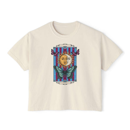 Bohemian Sun & Butterfly Women's Boxy Tee