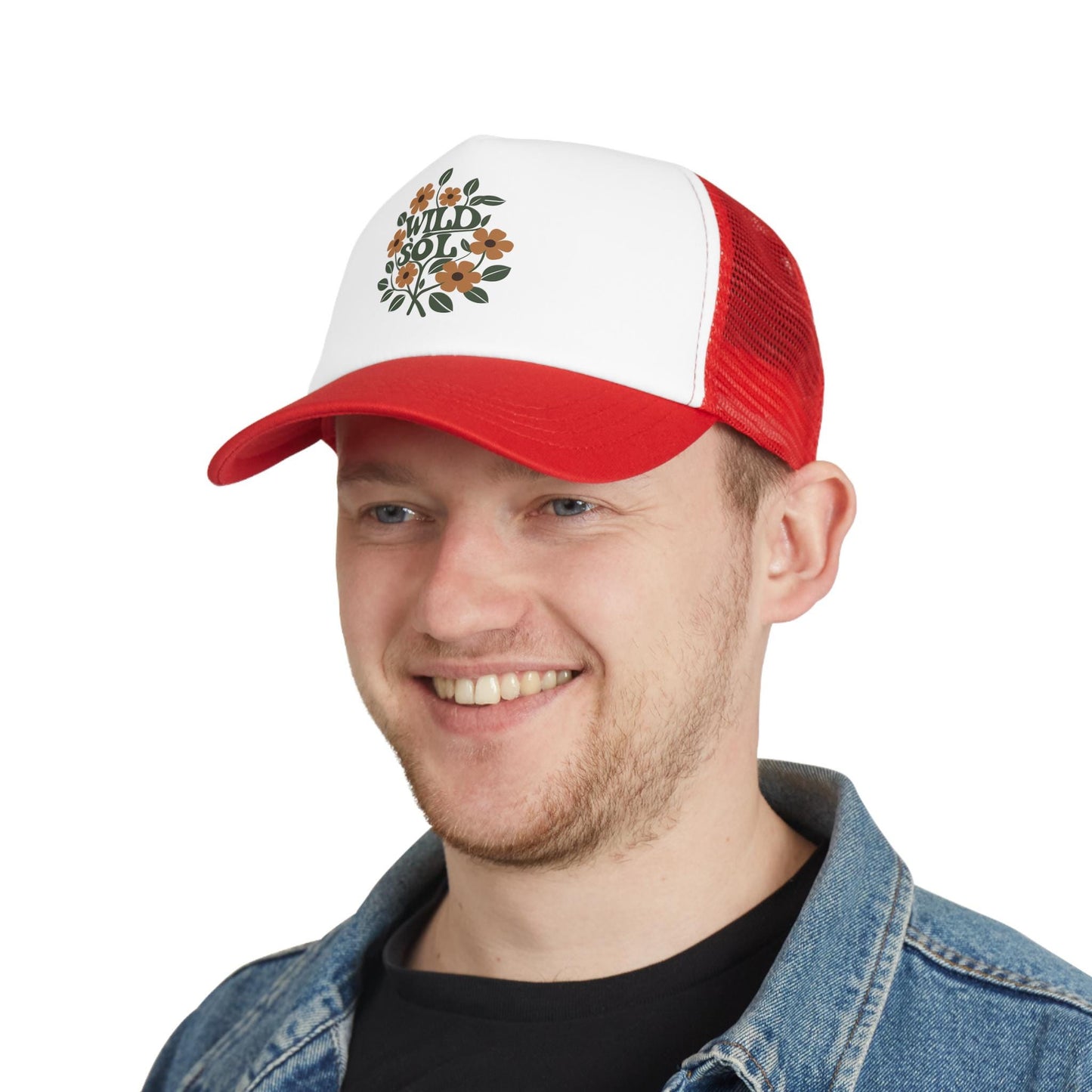 Boho floral mesh cap with breathable summer fit