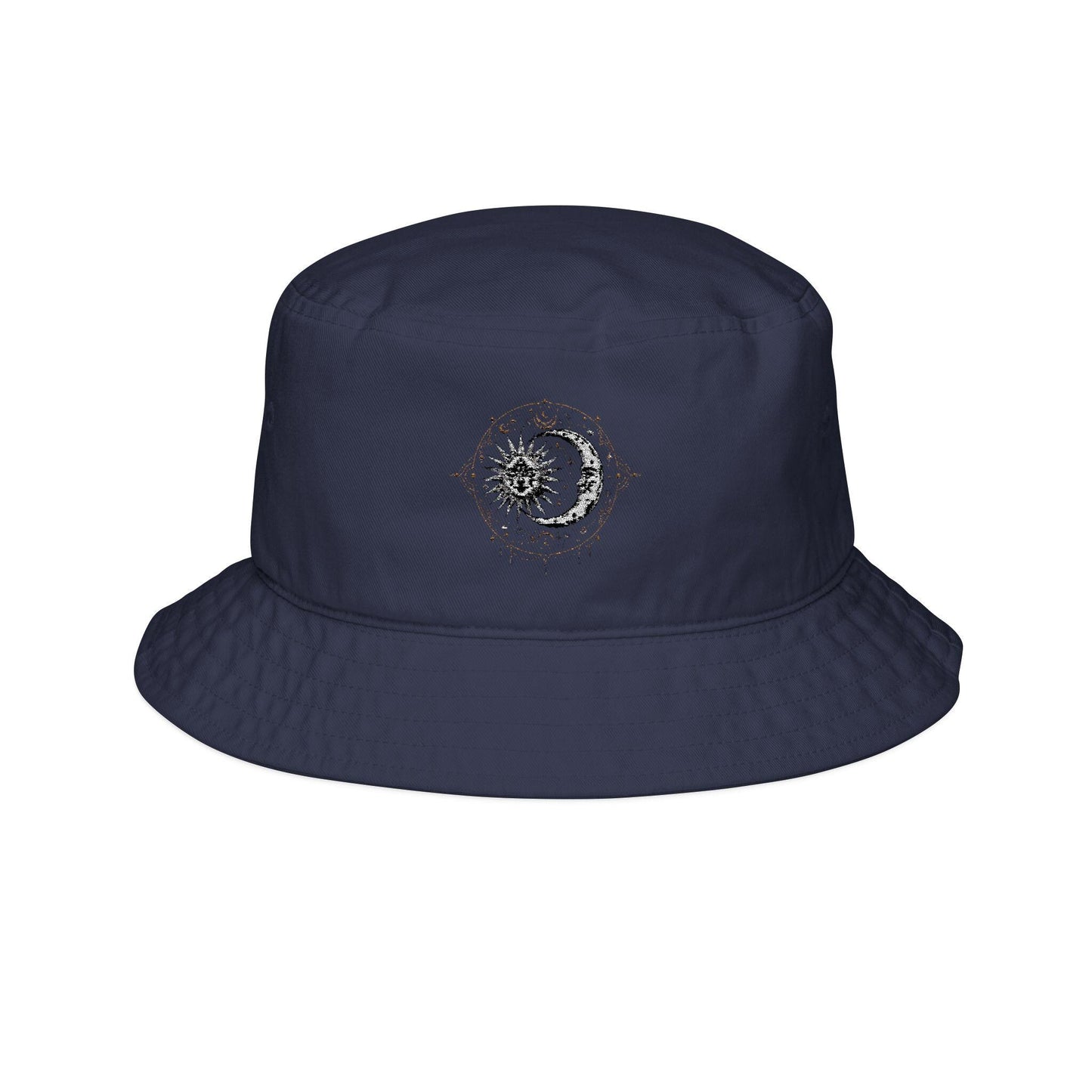 Sun and moon bucket hat with celestial stitch