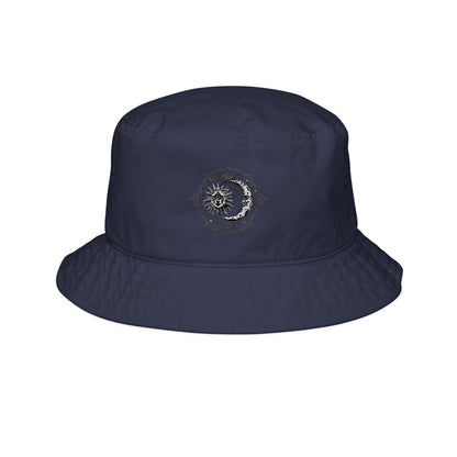 Sun and moon bucket hat with celestial stitch