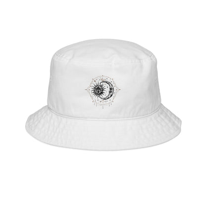 Sun and moon bucket hat with celestial stitch