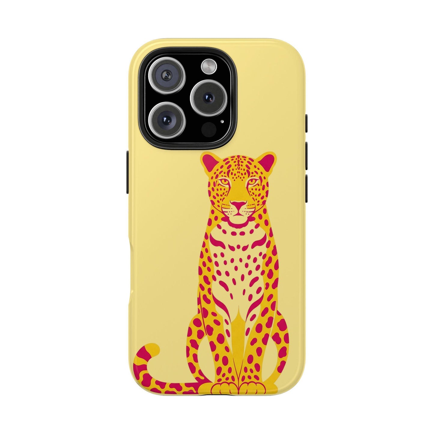 Colorful leopard print phone case with retro pop art