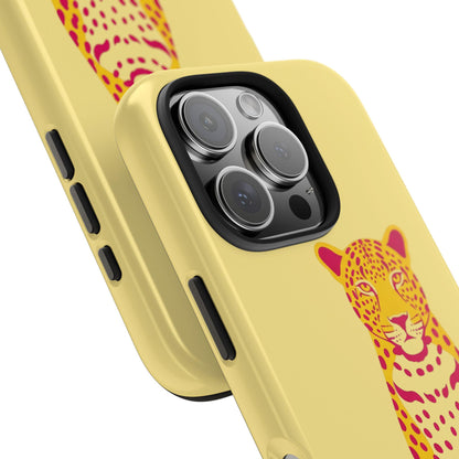 Colorful leopard print phone case with retro pop art
