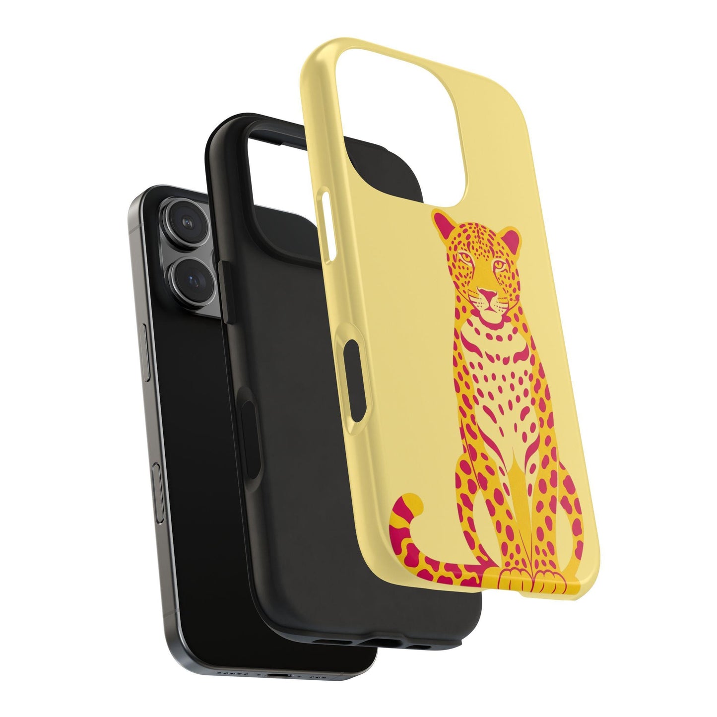 Colorful leopard print phone case with retro pop art
