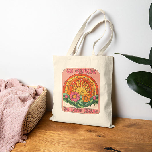 Sunshine canvas tote with retro summer vibe