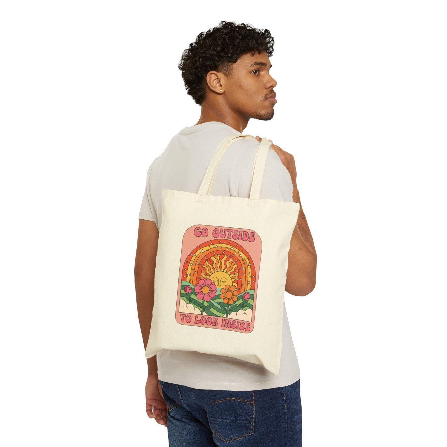 Sunshine canvas tote with retro summer vibe