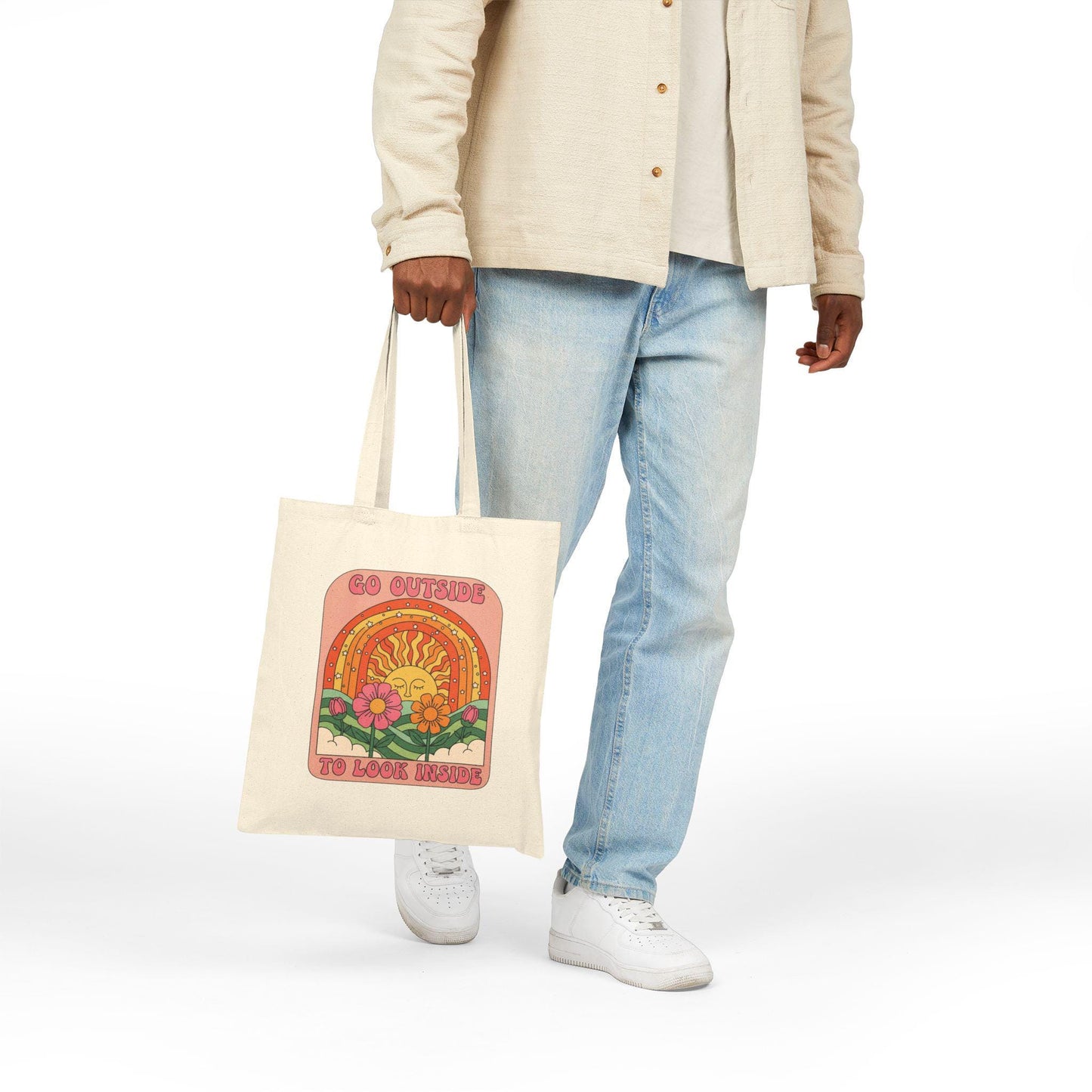 Sunshine canvas tote with retro summer vibe