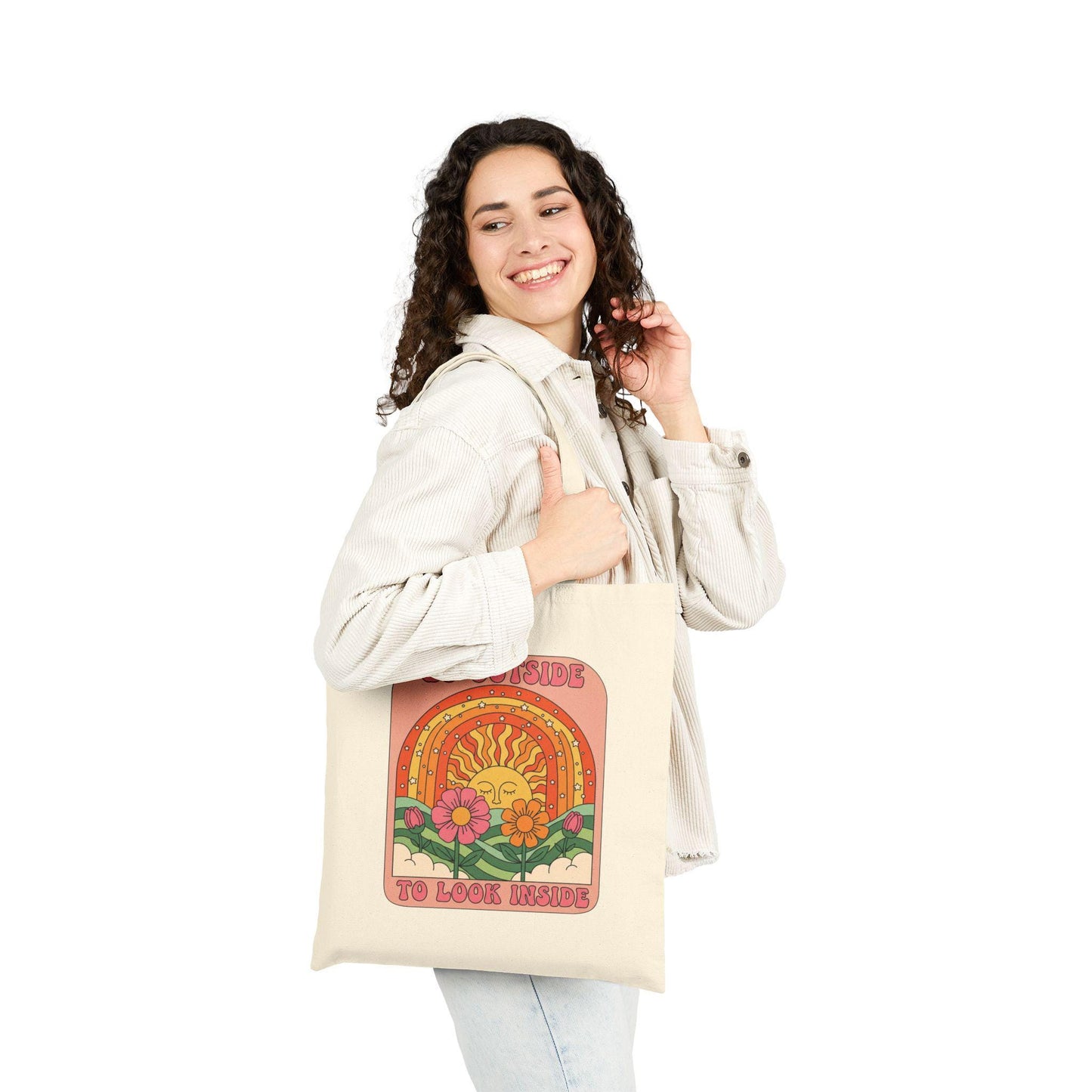 Sunshine canvas tote with retro summer vibe