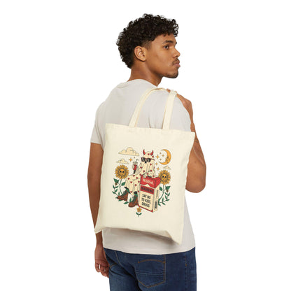 Ghost and flower tote bag with quirky design