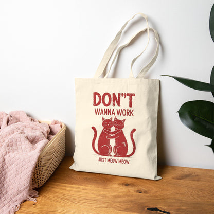 Funny cat tote bag with lazy kitty design