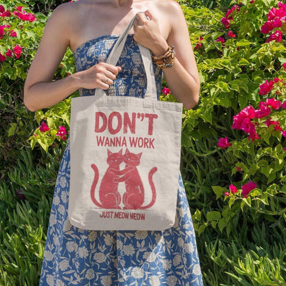 Funny cat tote bag with lazy kitty design