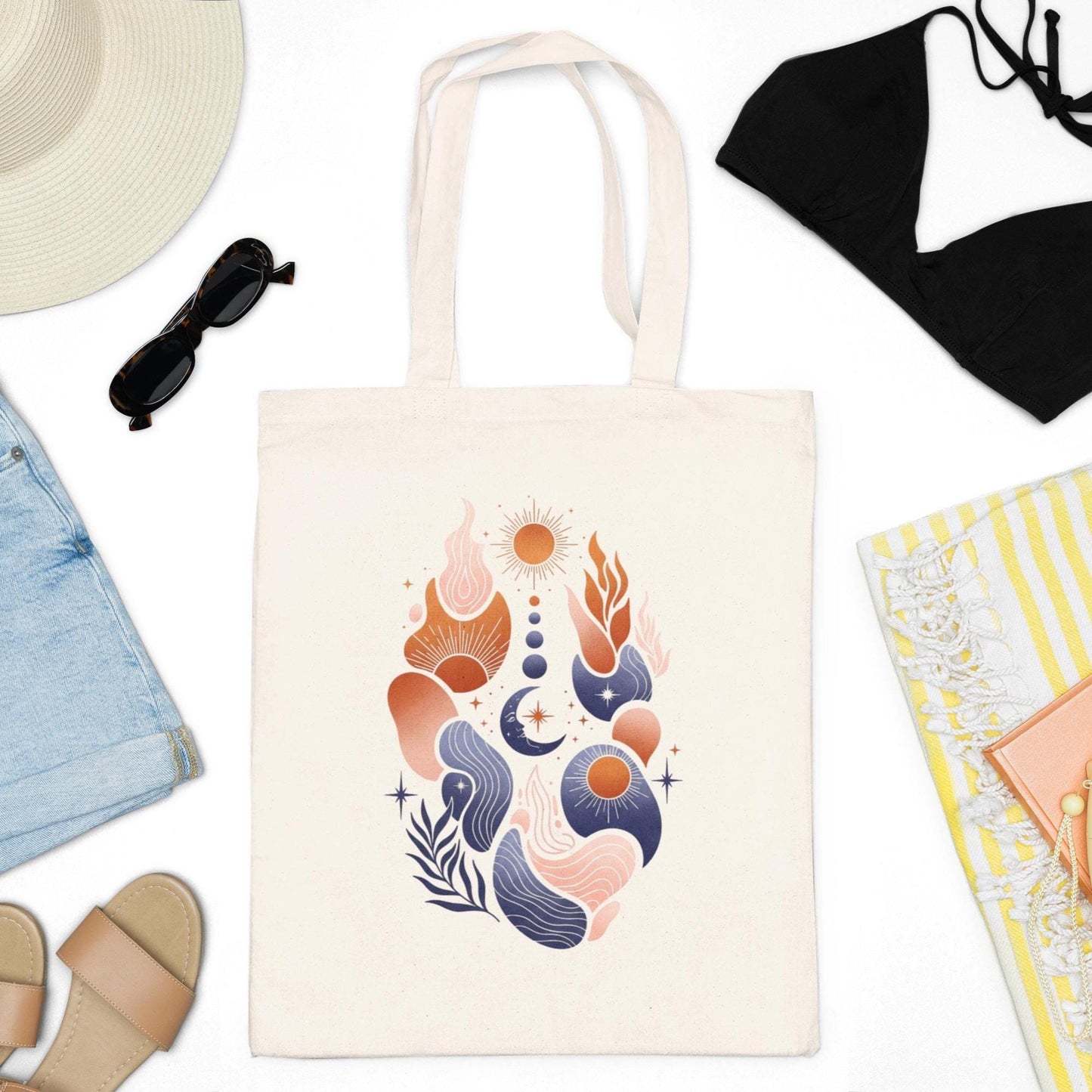 Minimal abstract cotton tote with eco vibe