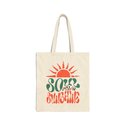 Soul of Sunshine cotton tote with boho floral art