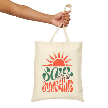 Soul of Sunshine cotton tote with boho floral art
