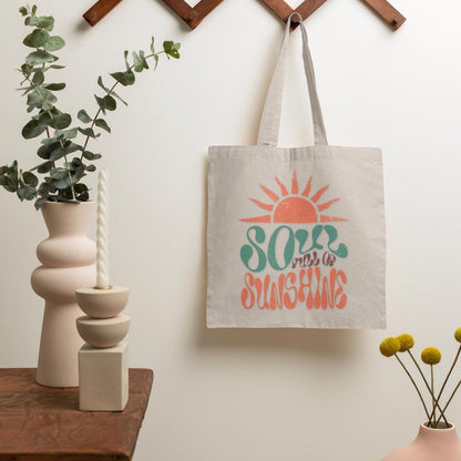 Soul of Sunshine cotton tote with boho floral art