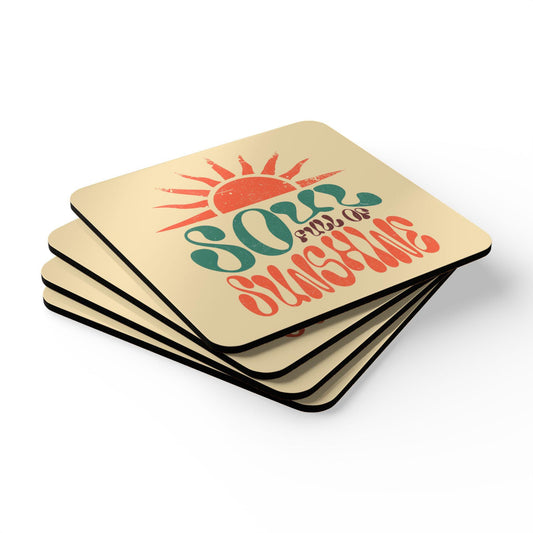 Coaster Set, Sunshine Cork Wood Coasters