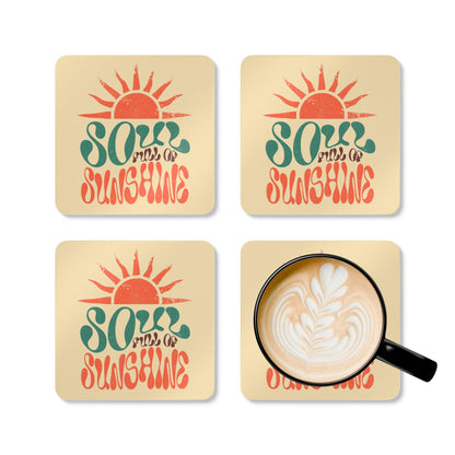 Coaster Set, Sunshine Cork Wood Coasters