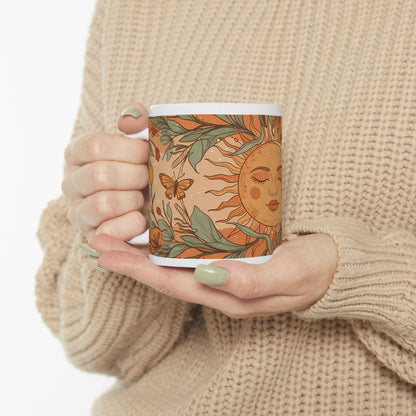 Sun-Kissed Ceramic Mug with Floral Design