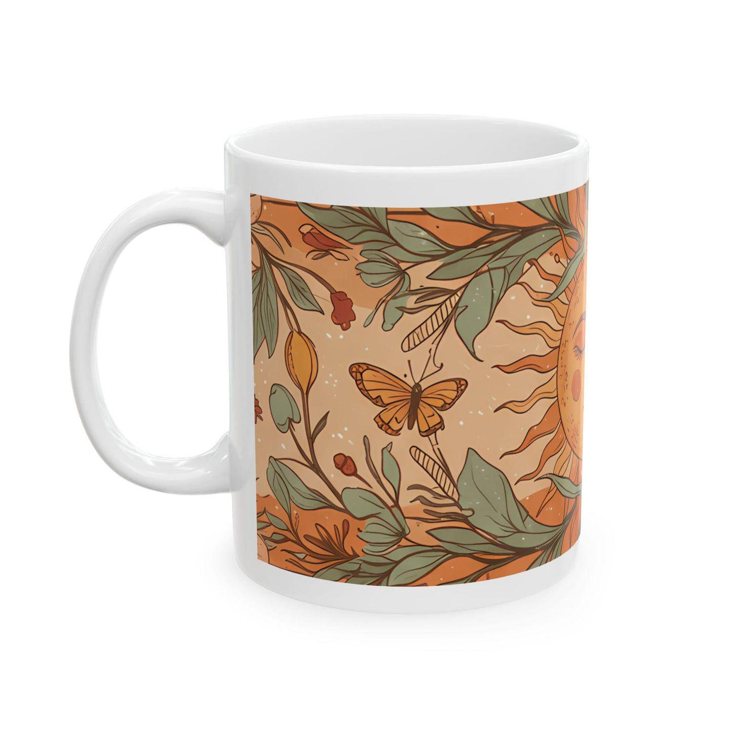 Sun-Kissed Ceramic Mug with Floral Design