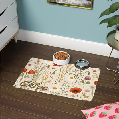 Custom Floral Pet Feeding Mat