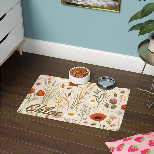 Custom Floral Pet Feeding Mat